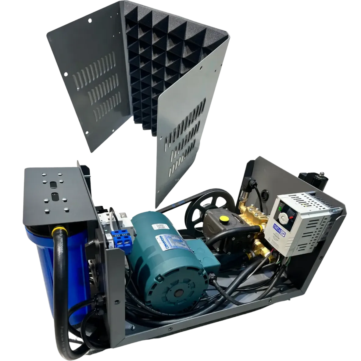 Enclosed VFD Pulley Drive Misting Pump